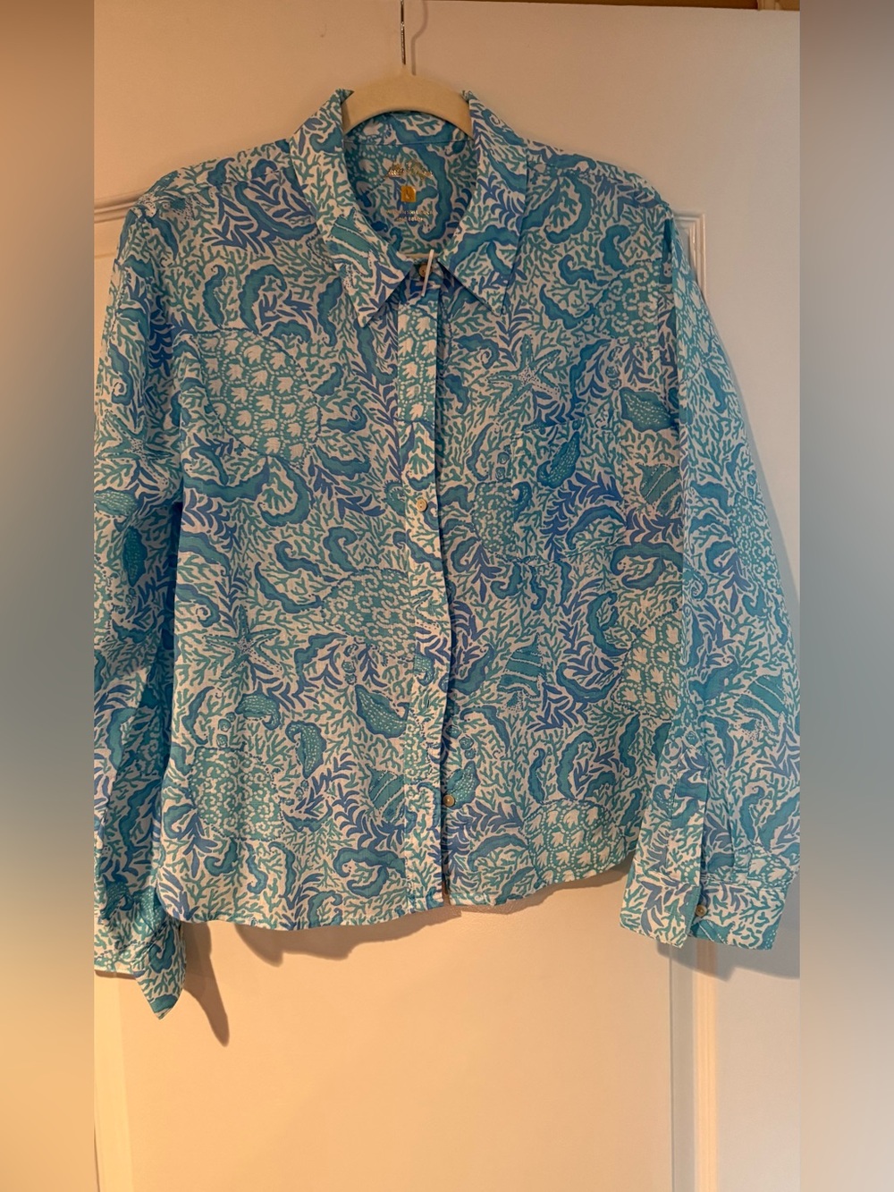 Lilly Pulitzer Coralynn Linen Button Down Shirt, Size Large